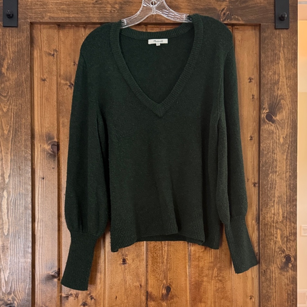 Madewell Dark Green V-Neck Pullover Sweater